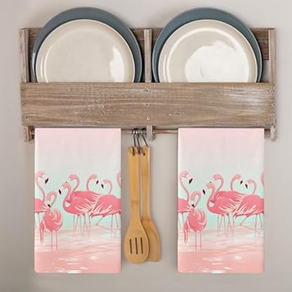 Geschirrtücher Eleganter Orange Flamingo Handtücher Küchentücher Saugfähige Küchenhandtücher Waschbar Trockentücher Küche Wiederverwendbar Kitchen Towels Geschirrhandtücher 4 Stück (40x60 cm)