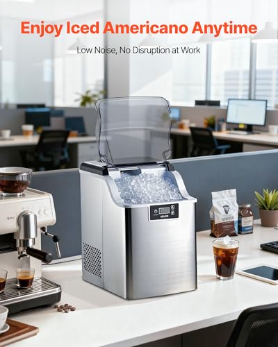 Image of VEVOR Countertop Ice Maker, 44 lbs per Day, Self-Cleaning Portable Machine with Scoop, 4 lbs Ice-Storage Basket, Nugget Ice-Making Machine with Chewable ICES for Home, Kitchen, Office, Bar & Party