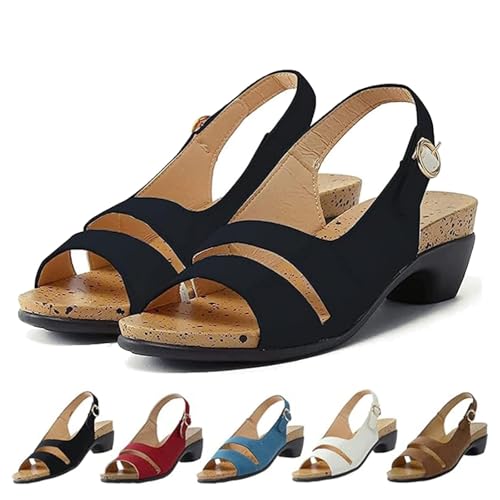 Fanyil Women's Comfy Orthotic Sandals, Dotmalls Women's Comfy Orthotic Sandals,Arch Support Orthopedic Shoes (Black,11)