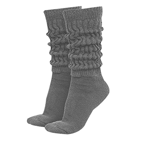 MDR Distributors - MDR Distributors MDRE Women’s Extra Long & Heavy Slouch Socks – 100% Cotton, Made in USA, One Size Fits Most (Size 9–11) (Gray)