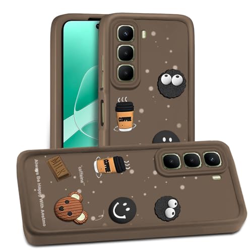 Image of AESTMO Back Case Cover for Infinix Hot 60 5G Cover | Cute Fun Cartoon 3D Ball | Coffee Silicone Case | Full Body Protection | Camera Protection Back Cover for Infinix Hot 60 5G (Brown