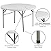 Flash Furniture Freeman 4' Round Plastic Folding Table with Carrying Handle, Plastic Foldable Table for Indoor/Outdoor Events, White