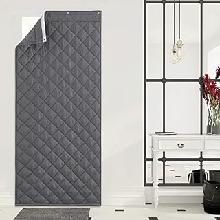 NICETOWN Thermal Insulated Door Curtain, Never Falling Down Windproof Sturdy Heat-remaining Energy-Saving Soundproof Door Cover Thickened Door Screen, Grey, 96 X 208 cm