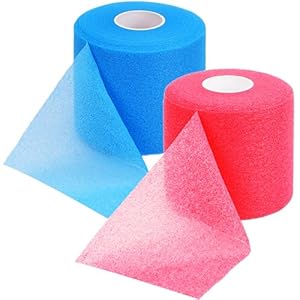 2-Roll Sports Pre-Wrap Set, Professional Grade Pre-Wrap, 2.75″ x 30 Yards, for Hair, Ankles, Wrists, Knees, Hand Joints (Rose Red, Pale Blue)
