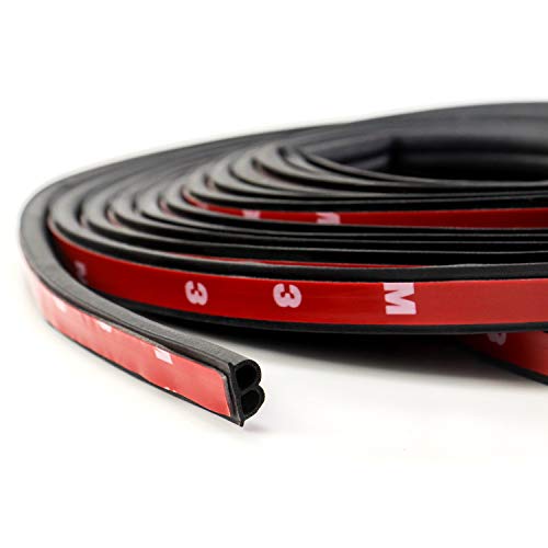 QWORK Bande de Joint Caoutchouc Adhesif, B-forme Bande de Joint d'Étanchéité de Porte Voiture pour Protection des Bords de Porte de Voiture, 10M (5M x 2 Pièces)