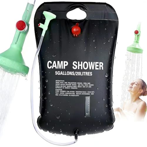 Image of Spiritzohic Solar Shower Bag, 20L Camping Shower Bag with Removable Hose and On-Off Switchable for Camping Beach Swimming Outdoor Traveling Animal Costume Accessory