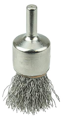 Image of Weiler 10377 Nickel-Plated Cup End Brush 3 /4 inch, .020 inch Stainless Steel Crimped Wire Fill, Made in The USA (Pack of 10)