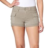 Picture of WallFlower Women's Luscious Curvy Twill Cargo Shorts 3" Mid-Rise Insta Stretch Juniors, Willow, 13