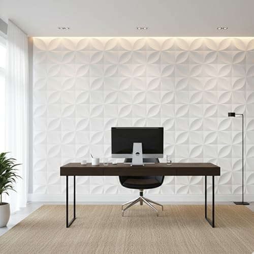 Image of Kayra Decor PVC Panel for Wall Butterfly Design White Color 19.7 inch x 19.7 inch (Pack of 18) - Covers 48.51 Sq. Ft.