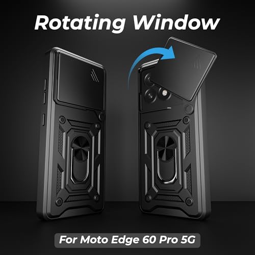 Image of A rtistque Armor Bumper Back Case Cover for Motorola Moto Edge 60 Pro 5G | Stylish Ring Holder & Inbuilt Stand | Sliding Camera Cover | TPU Protective Design | Moto Edge 60 Pro Back Cover - Black