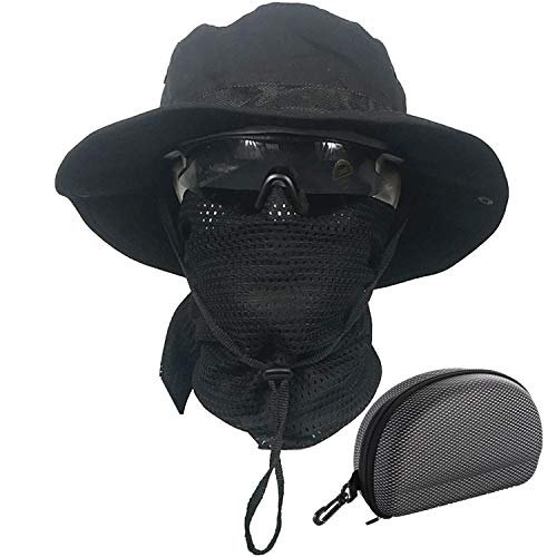 QMFIVE Tactical Boonie Hat UV100 Camouflage Scarf, Unisex Rounded Hat Fisherman