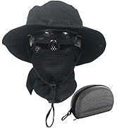 Sun Hat Bucket Boonie Hats Scarf Glasses Protection Foldable Set Camo Hats Fishing Hiking Camping...