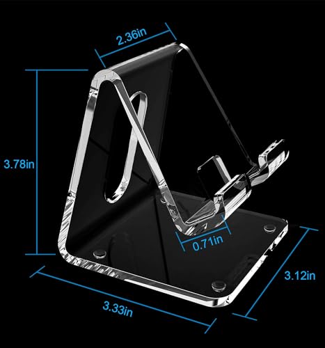Image of Crpich Acrylic Cell Phone Stand, Portable Phone Holder, Clear Phone Stand for Desk, Compatible with Phone16 15 14 13 12 Pro Max 11 Xr Plus SE, Switch, Android Smartphone, Pad, Desk Accessories, 2 Pack