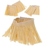Holibanna Conjunto de Falda Hawaiana de Rafia de Papel 5 Piezas Talla Única Falda Hula para Fiestas Luau y Playa Disfraz Tropical para Mujer y Niña Color Vibrante Banda Elástica Cómoda