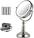 Ovente 7.5” Lighted Tabletop Vanity Mirror, Battery or Cord Operated, SmartTouch Cool, Warm, Daylight LED Tones (1x7x Magnification, Nickel Brushed) (MPT75BR1X7X) HOLIDAY DEAL