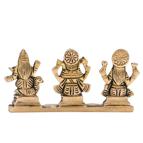 Estatua Lakshmi Ganesh Saraswati de Latón para Pooja miniatura 4
