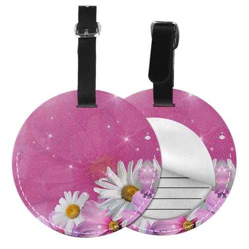 Lot de 6 étiquettes de bagage à suspendre en PVC avec motifs fleurs roses