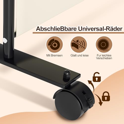 Izrielar Paravent Raumteiler auf Rollen, 3 Teilig 263 x 181cm Raumteiler Freistehend Trennwand Paravent,blickdichter, Sichtschutz Room Divider Innen für Zuhause Büro Terrasse|Anthrazit