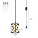 HMVPL Plug-in Industrial Pendant Light with 16.4 Ft Hanging Cord and On/Off Dimmer Switch, Metal Swag Ceiling Lamps for Dining Room Bed Room Kitchen Island Table Foyer Entryway