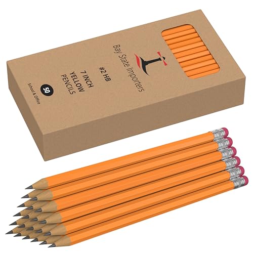 Bay State Importers #2 HB Pencils Bulk 50 Pack | Pre-Sharpened Yellow Wood Pencils with Erasers, Smooth Writing for School, Classroom, Teachers, Office, Exams & Drawing - Image 2