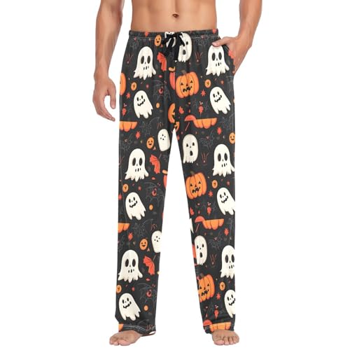 Pumpkins Spirits Men's Cotton Pajama Pants with Pockets and Drawstring Comfortable and Stylish,S
