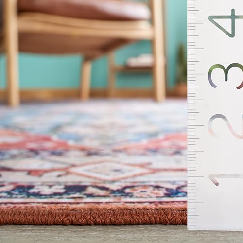 Tapete cuadrado 4 pies SAFAVIEH Tucson Beige y Azul miniatura 2