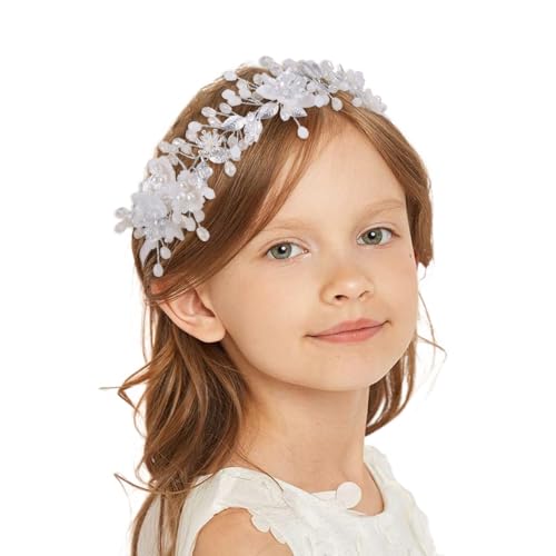 IYOU Flores Niña Tocado Plateado Cristal Diademas Hoja Cumpleaños Comunión Boda Accesorios para el Pelo para Niñas