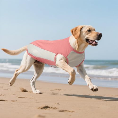Kuoser Kühlweste Hund, S Hundekühlweste Sommer, UV-Schutz Shirt, Atmungsaktive Kühljacke, Leichte Sonnenschutz-Bekleidung, Insektenschutz für Outdoor, Must-Have für heiße Tage, Rosa