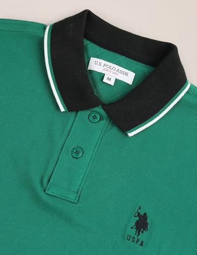 Image of U.S. Polo ASSN. Solid Slim Fit Polo T Shirts for Men - 100% Cotton, Half Sleeve Mens Tshirt