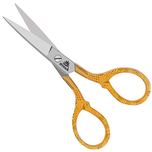 ARSUK Fancy Scissors Embroidery Sharp Tip Classic Precision Sewing Craft Art Work Scissors DIY Tools Needlework Dressmaker Shears Stainless Steel Stork Crane Design (Fancy Gold)