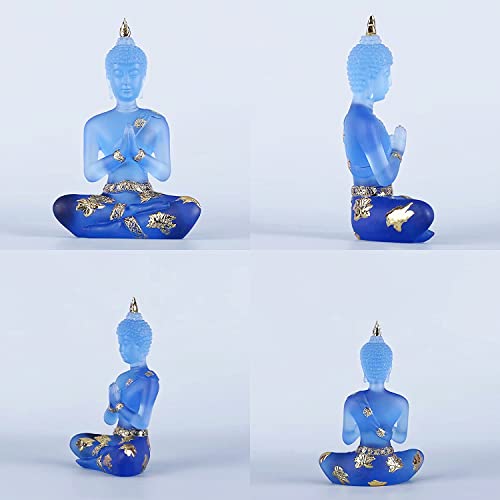 Cxyang Buddha Statue, Transparent Sculpture Collection Decoration，Chinese Feng Shui Sculpture Meditating Sitting Buddha Lucky Figurine Zen Decoration Glass Buddha Statue For Home Office (Blue) #TOP7