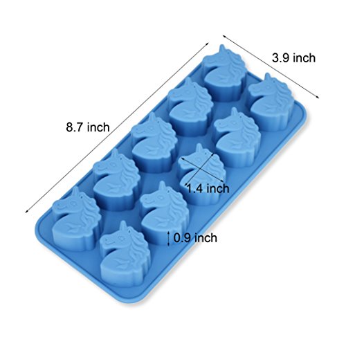 Fewo 10-Cavity Unicorn Head Silicone Tray Mold For Chocolate Hard Candy Ice Cube Jello Mini Soap Bath Bomb Cake Baking Resin Crayon (Large) #TOP1
