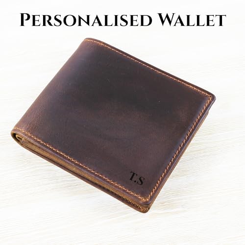 Personalized Engraved Leather Wallet for Dad Son Husband Boyfriend - Birthday Fathers Day Valentines Christmas Anniversary Graduation Wedding Gift - Men Custom Bifold Wallets for Him2