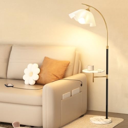 Lampadaire de salon réglable avec table en marbre intégrée - 3