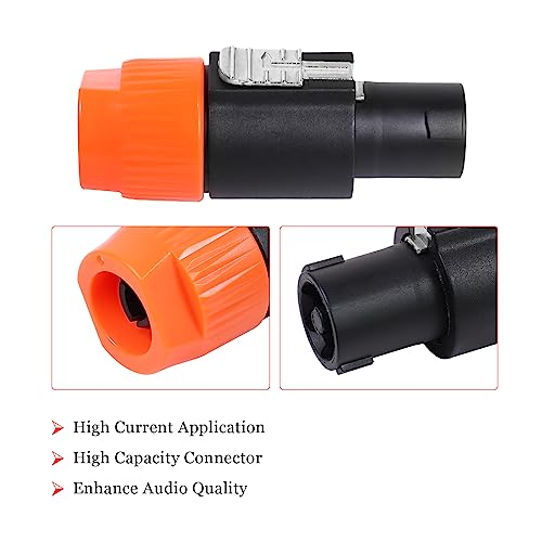 Image of HBU 10 Sets 4 Pole Speakon Connector Kit - 10pcs NL4FC Speakon Connectors & 10-pcs 4 Pin Panel Mount Chassis Socket - Twist Lock for NL4FX, NL4FRX, NL4MPR Adapter Plugs
