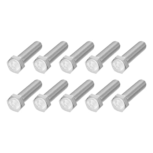 Image of METALLIXITY Hex Head Bolts (5 /8-11 x 3-1 /2 inch) 10Pcs, 304 Stainless Steel 18-8, Fully Threaded, External Hex Drive, Plain Finish, Hex Head Screw Bolt, Silver