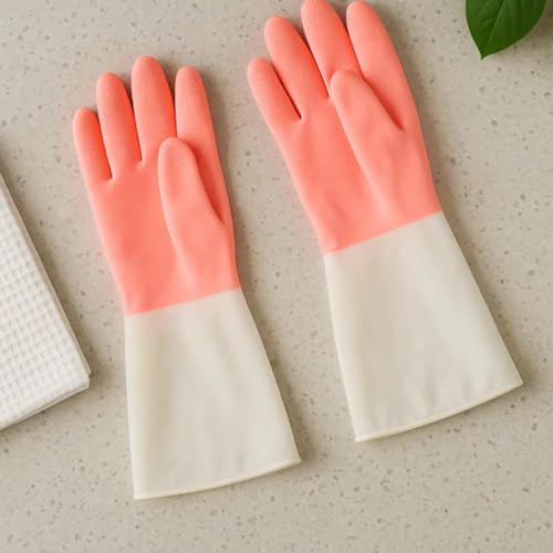 Image of ROHC Dishwashing Hand Gloves Non Scratch Wire, Waterproof Home Kitchen Utensils Cleaning Gloves for Washing Dish Easy Rinsing, Reusable Cleans Dishes Pots, Pans, Sinks (PINK)