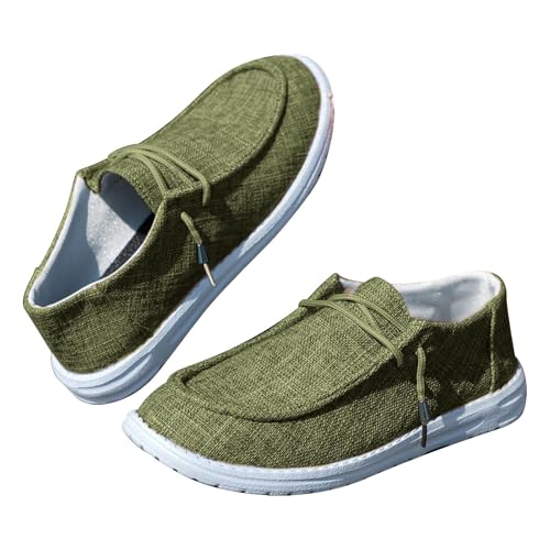 Generiskt lätta halvskor, dam, mockasin, för kvinnor, slip-on, skor, damer, breda canvasskor, platta tygskor, enfärgade, båtsportskor, halkfria, fritidsskor, andas, promenadskor, Grön, 38 EU