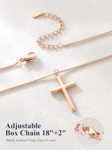 Image of U7 Cross Necklace for Women,Silver /14K Gold Plated Cross Necklace with 18-20 inch Box Chain,Tiny /Medium /Large Cross Pendant Necklace Religious Necklaces Christian Jewelry Gift for Her