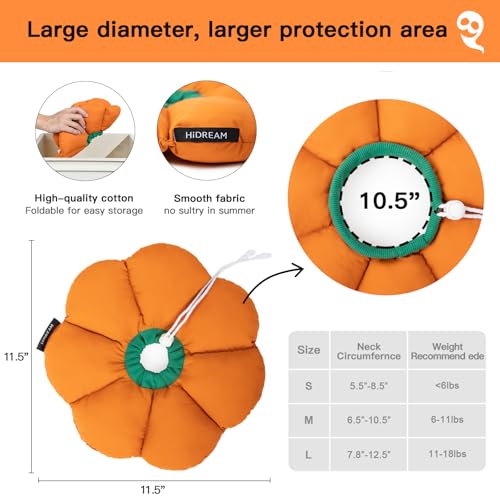 Image of Cat Cone Collar,Cute Waterproof Recovery Collar,Anti-Bite Lick Wound Healing Safety Elizabethan e Collar for Cats,Orange Pumpkin Cat Halloween Costume