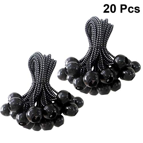 Pacote com 20 cordões elásticos para bolas Scicalife, corda elástica preta, corda fixa para tenda, a