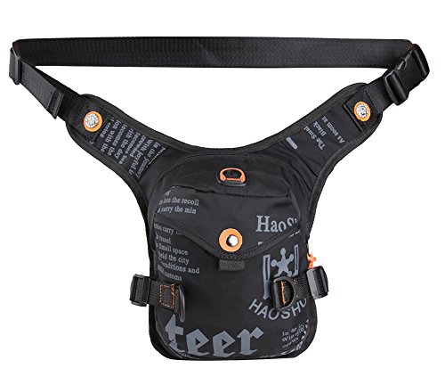 Genda 2Archer Bolso de la Pierna del Muslo Elegante Bolso de Nylon de la Cintura Para los Deportes que van de Excursión que Sube el Ciclo (Negro)