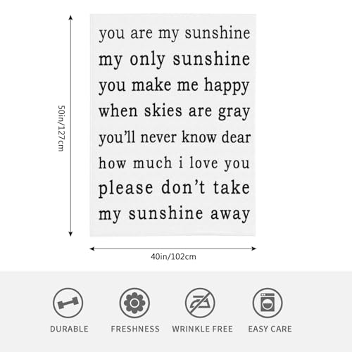 HGOD DESIGNS You are my sunshine my only sunshine you make me happy I love you please dont take my sunshine away Blanket Throw Blanket Soft Comfortable for Sofa Chair Bed Office 100x130cm - Image 2