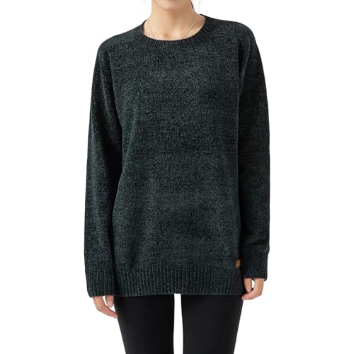Image of Simple&Opulence Women's Chenille Sweater Crewneck Long Sleeve Pullover Ribbed Cuff Hem Round Neck Jumper Tops