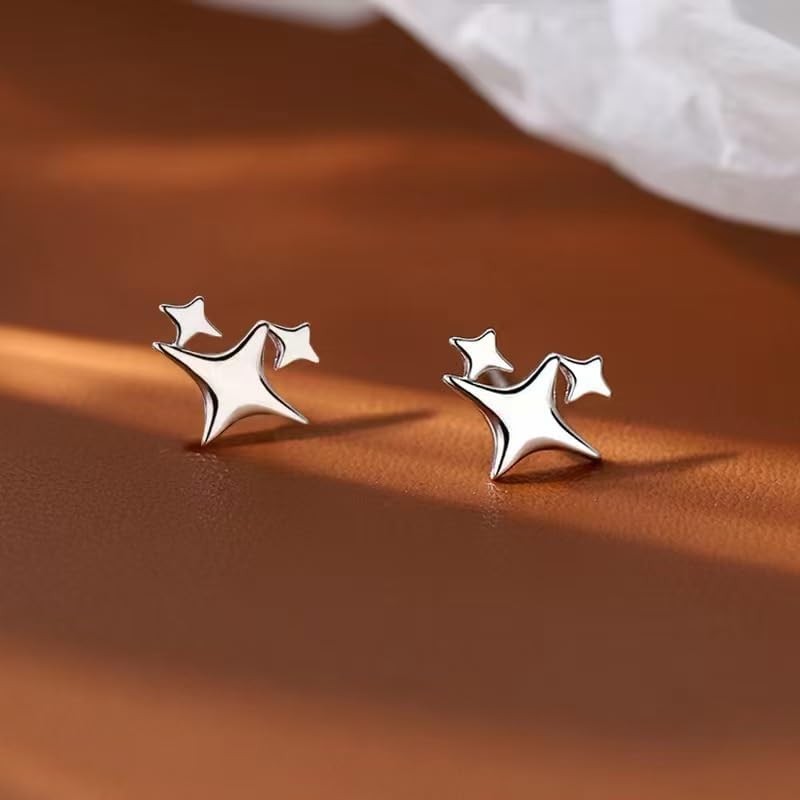 Silver Star Earrings for Women Star Long Drop Earring Trendy Hypoallergenic Jewelry Gifts - Image 3