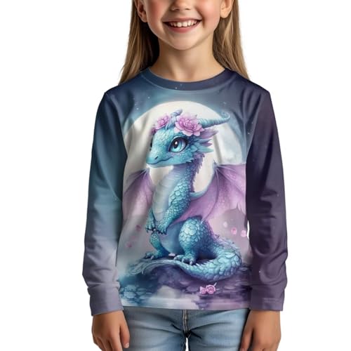 Image of WELLFLYHOM Long Sleeve T-Shirt for Boys Girls 3-16 Years Old Tee Tops Crewneck Pullover Shirts Fall Outfits