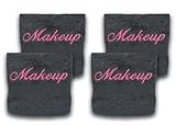 Liberty21 Custom Embroidered Washcloth Towel Set for Body and face, Makeup. 100% Soft Cotton Reusable Cleansing Cloths, Set of Four. (Grey)