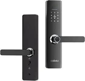 Fechadura Digital Biométrica Caibeu com Senha, Teclado Touchscreen, Wi-Fi e Bluetooth, Smart Lock para Porta Residencial e Comercial, Preto