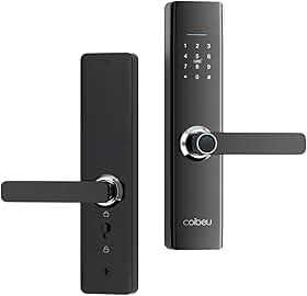 Fechadura Digital Biométrica Caibeu com Senha, Teclado Touchscreen, Wi-Fi e Bluetooth, Smart Lock para Porta Residencial e Comercial, Preto