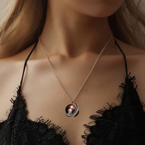 iplusmile Retro Universe Pendant Necklace for Women, Glow-in-the-dark Glass Celestial Design, Vintage Style Jewelry for Evening and Party Wear - Image 4
